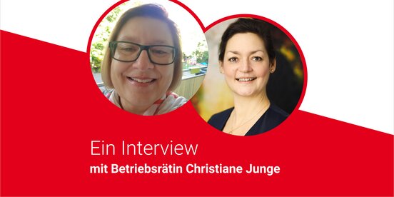 Interview Betriebsrätin rot weißer Hintergrund