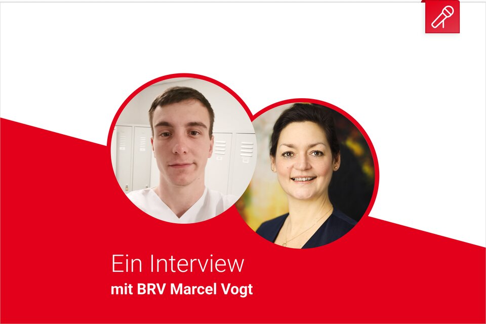 Interview Betriebsratsvorsitzender rot weißer Hintergrund Interview Betriebsratsvorsitzender rot weißer Hintergrund