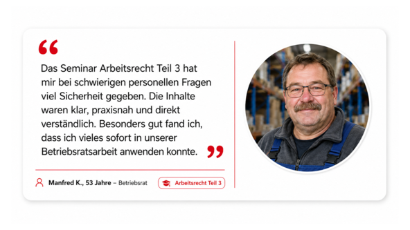 Teilnehmerstimme: Betriebsrat über sein W.A.F. Grundlagenseminar Teilnehmerstimme: Betriebsrat über sein W.A.F. Grundlagenseminar
