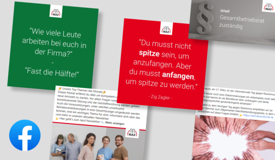 Im Facebook-Kanal der W.A.F. tauschen sich Betriebsräte in der Community aus Im Facebook-Kanal der W.A.F. tauschen sich Betriebsräte in der Community aus